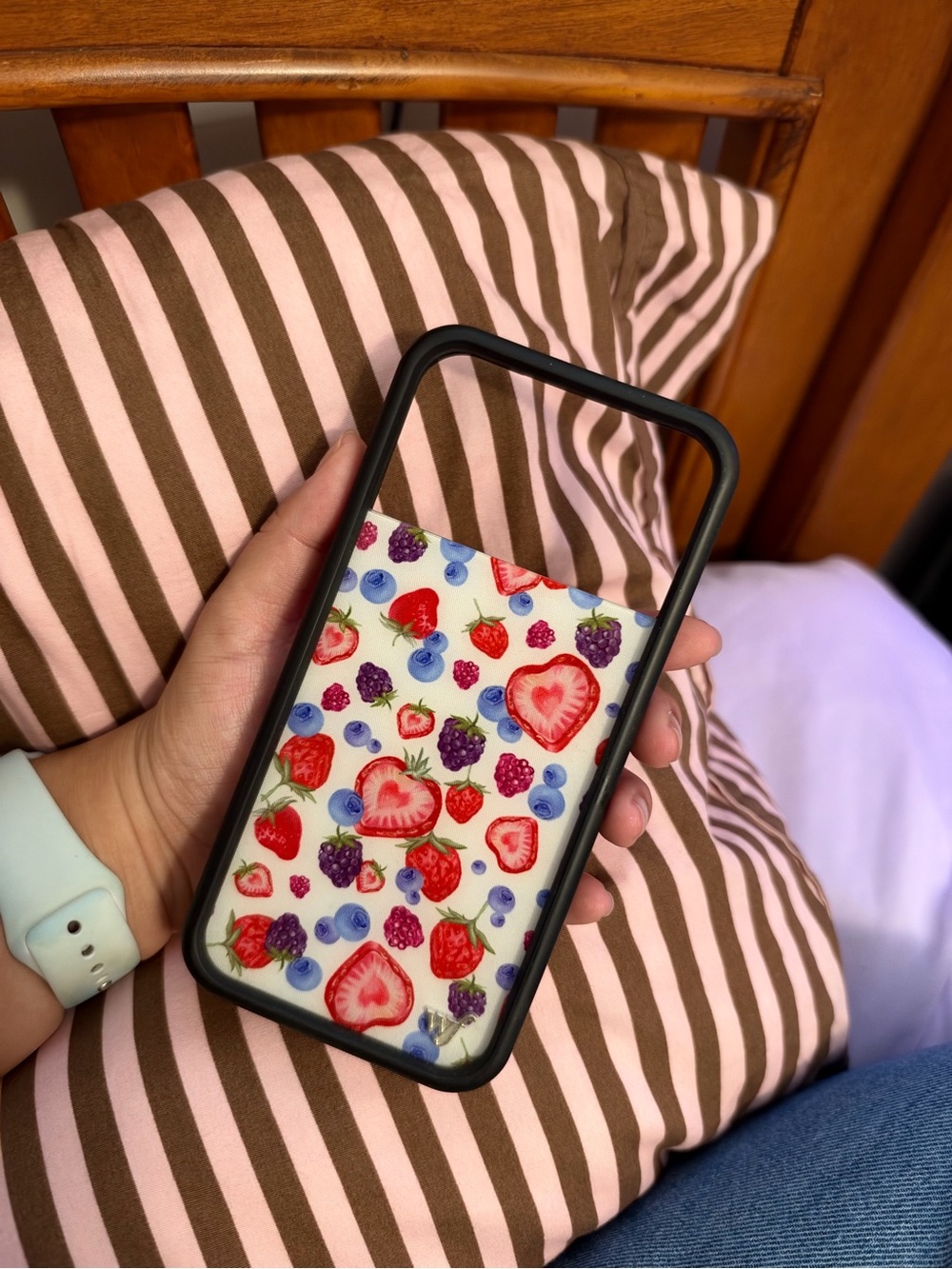 Wildflowers Strawberry & Berry Phone Case - Black Frame